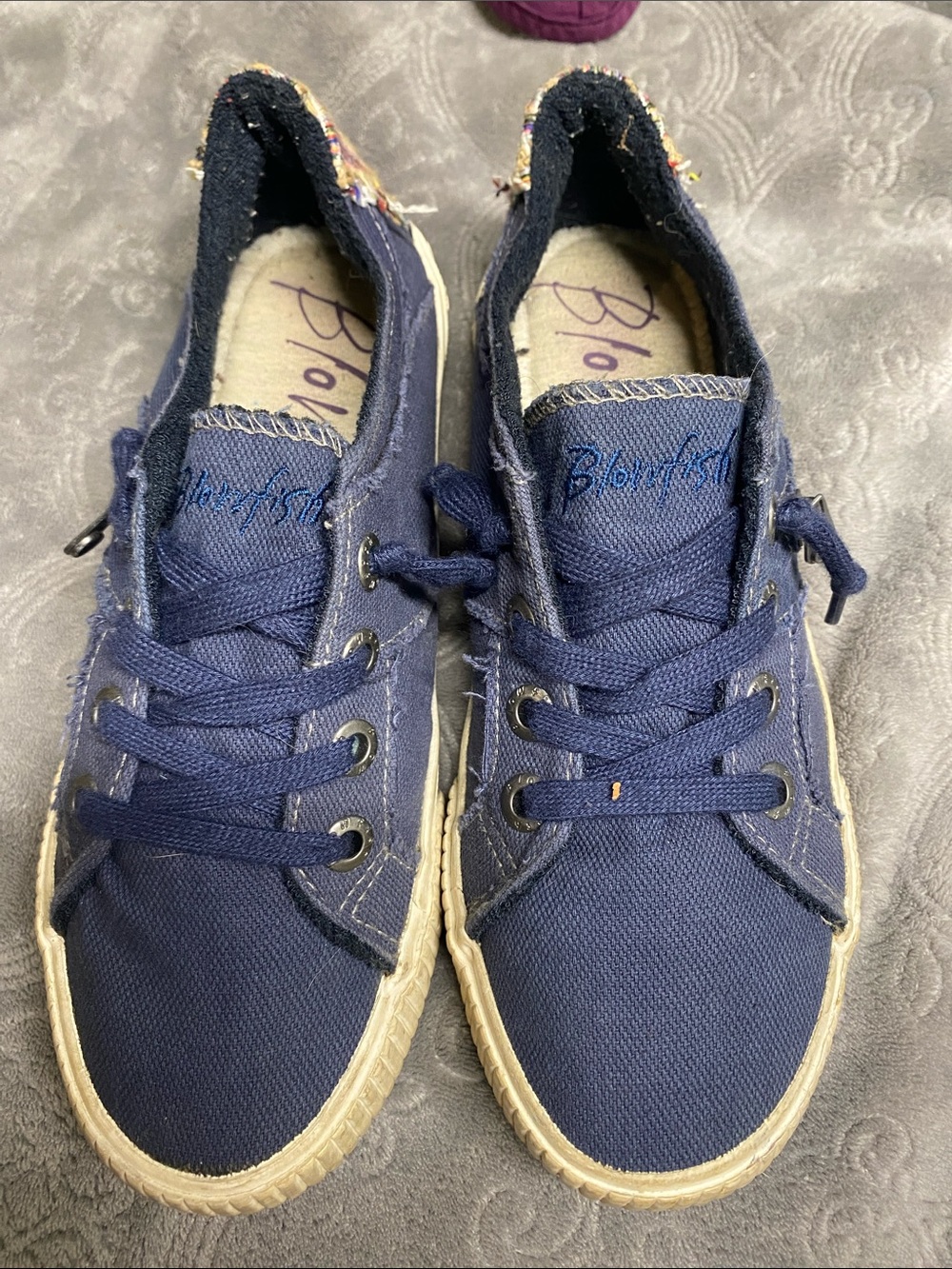 Blowfish Kids Navy Canvas Lace-Up Sneakers with Cream Sole